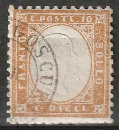 Italy 1862 Sc 17 used Pontelagoscuro (Ferrera) CDS paper adhesion