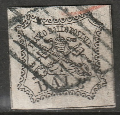 Italy Roman States 1852 Sc 9 Papal States used