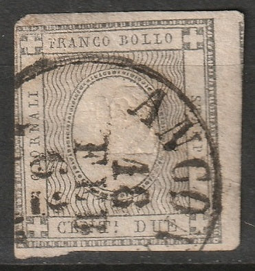 Italy Sardinia 1861 Sc P2 newspaper used Ancona CDS toned