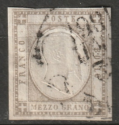 Italy Naples 1861 Sc 20b Two Sicilies grey brown creased signed