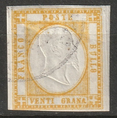 Italy Naples 1861 Sc 26b Two Sicilies orange yellow probable fake cancel small thin
