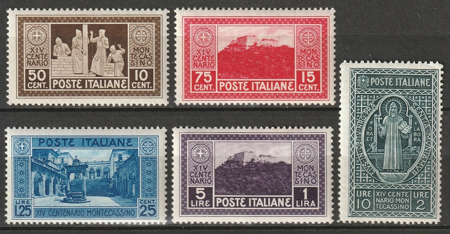 Italy 1929 Sc 234-8 partial set MH* toned gum on couple values