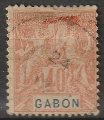 Gabon 1904 Sc 26 used small thin