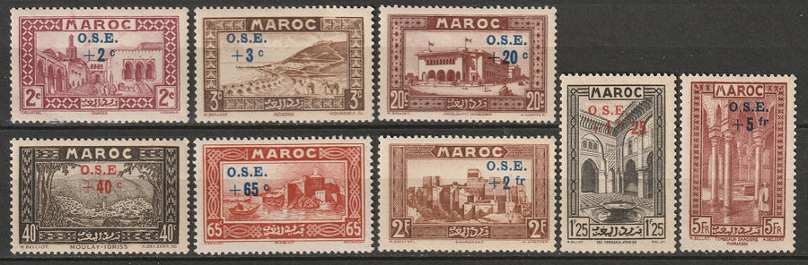 French Morocco 1938 Sc B13-20 set MH* some toned gum