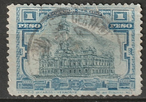 Mexico 1917 Sc 627b used with blue centre tear/fold at top