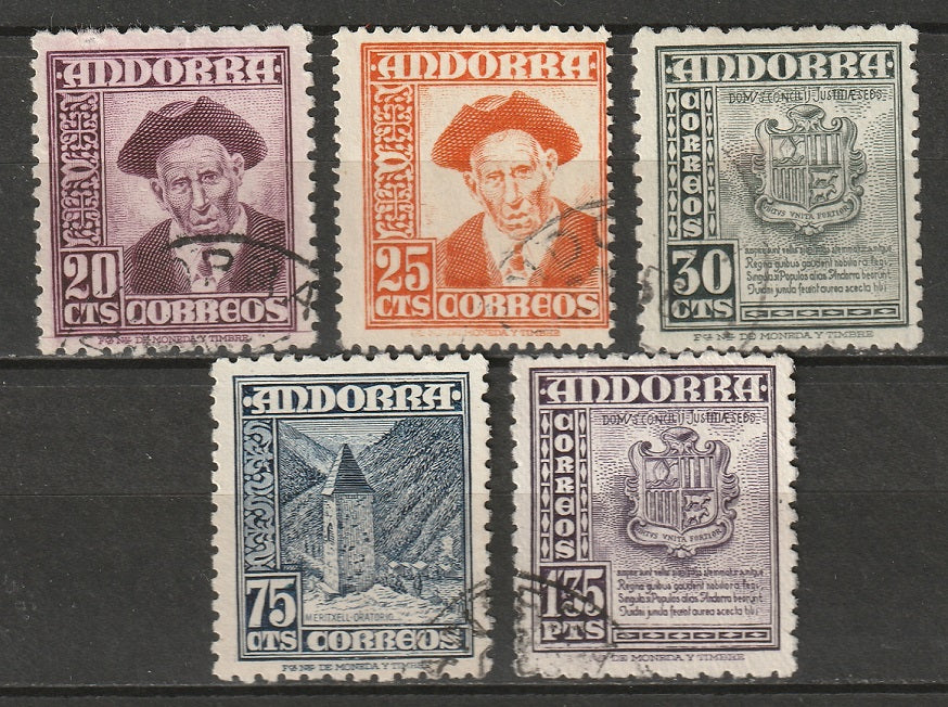 Andorra Spanish 1948 Sc 40/47 partial set used
