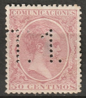 Spain 1889 Sc 266 MNG thin perfin "?.1."