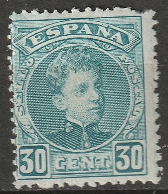 Spain 1901 Sc 280a MNH** pale bluish green damaged UR corner