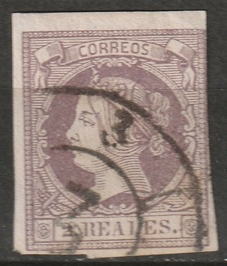 Spain 1860 Sc 54b used thick paper cartwheel cancel