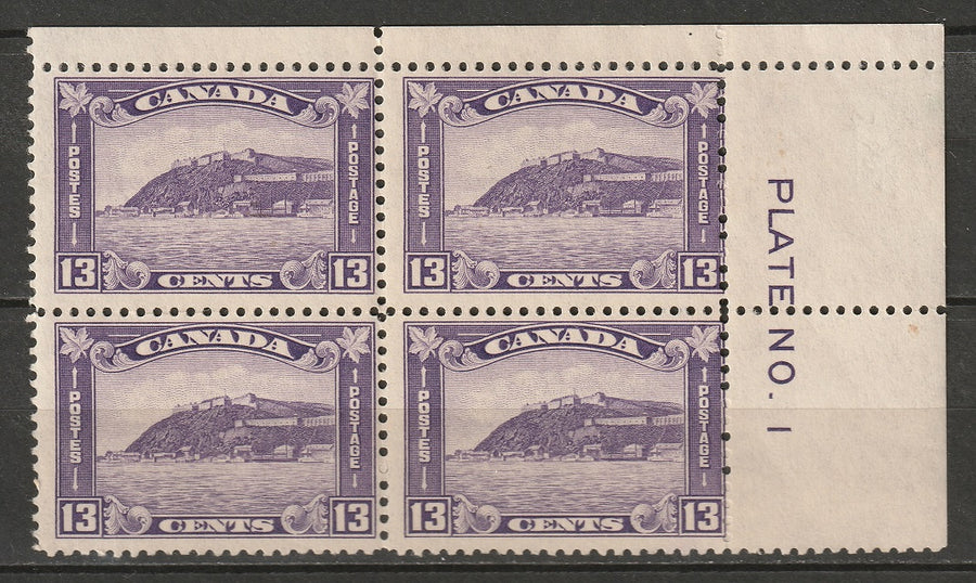 Canada 1932 Sc 201 block plate 1 UR MNH** some disturbed gum/toning