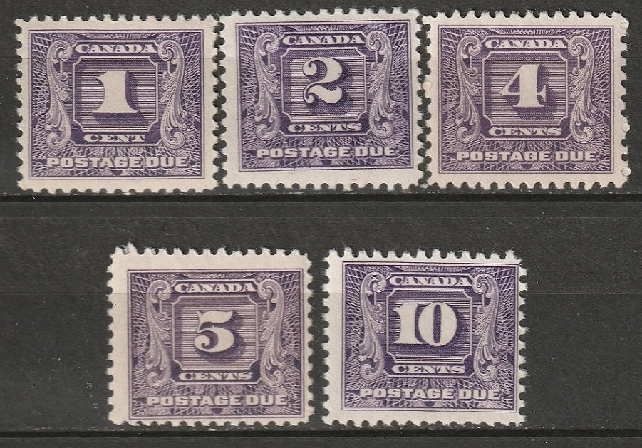 Canada 1930 Sc J6-10 postage due set MH* (J9 disturbed gum)