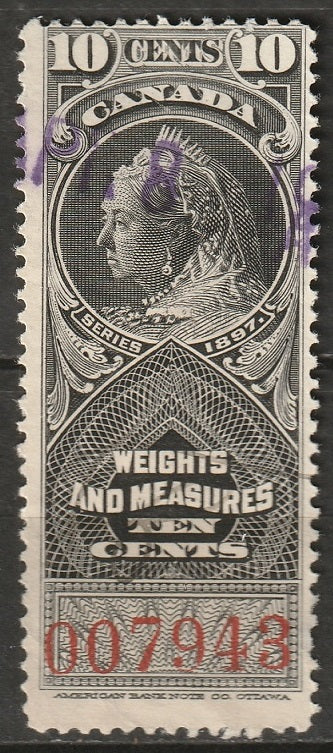 Canada 1897 FWM35 revenue weights & measures used