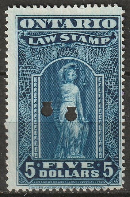 Canada 1903 OL62 revenue Ontario law punch holes