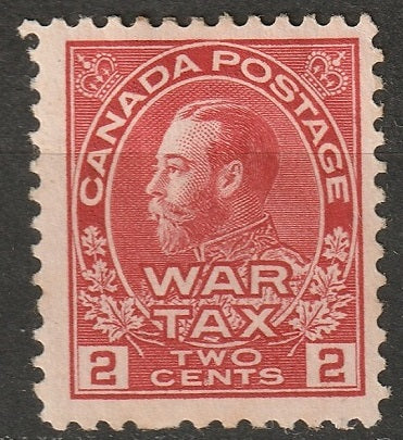 Canada 1915 Sc MR2a war tax MH* some disturbed gum rose carmine