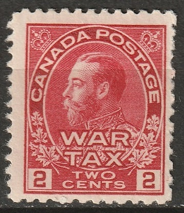 Canada 1915 Sc MR2 war tax MNG(*) with guide arrow small thins/torn corner