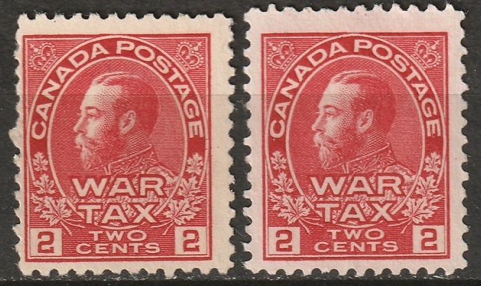 Canada 1915 Sc MR2,MR2a war tax shades MNG(*)