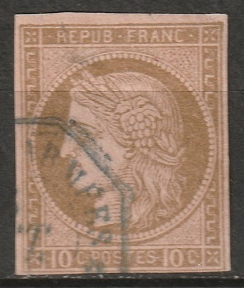 French Colonies 1876 Sc 20 used blue military cancel