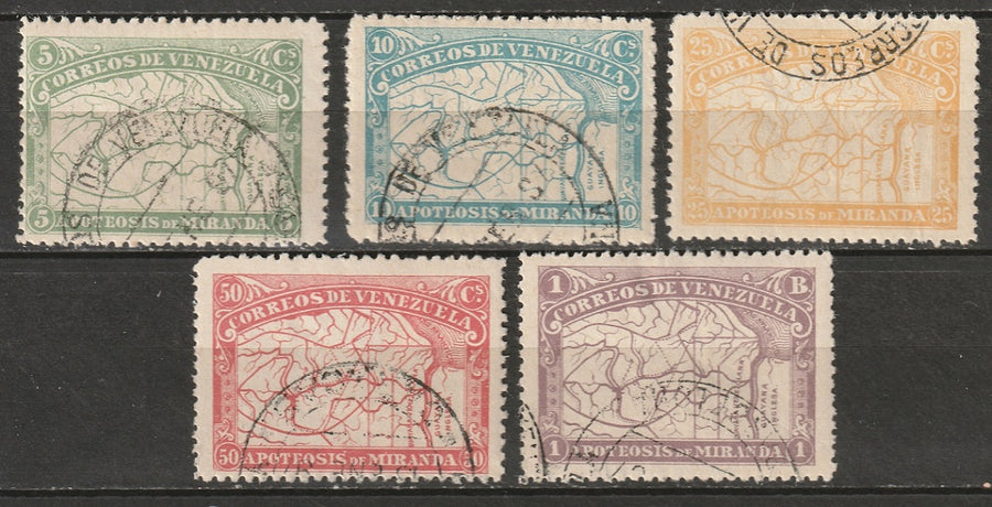 Venezuela 1896 Sc 137-41 set CTO reprints small thins