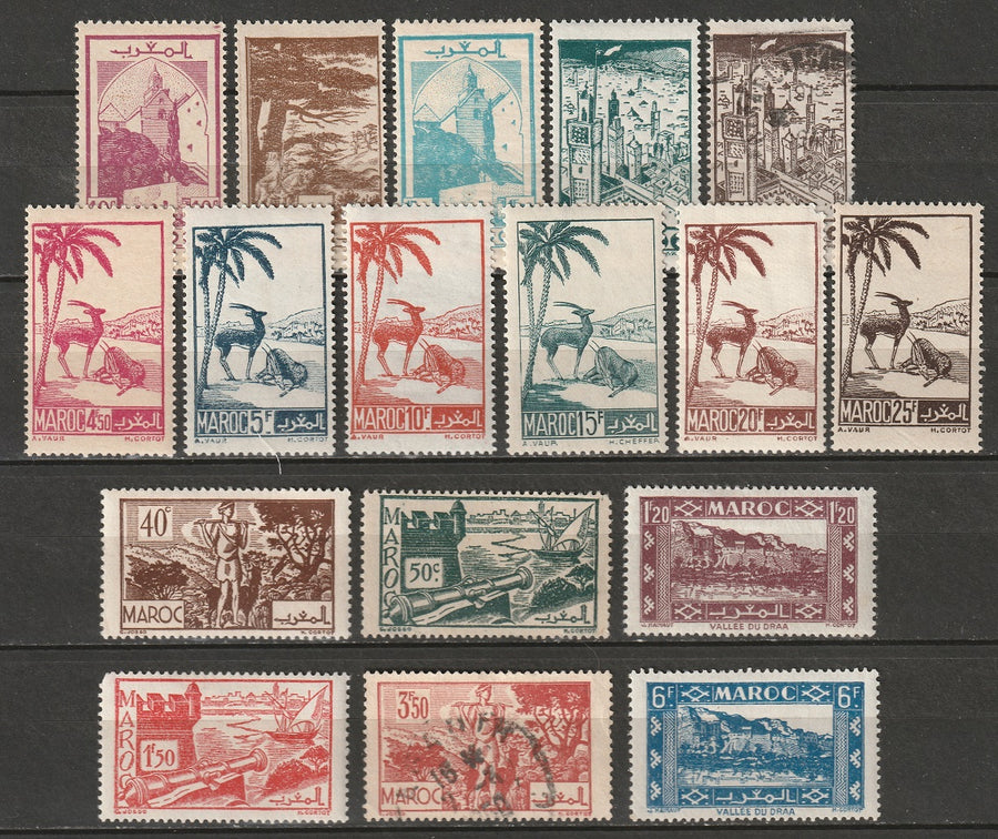 French Morocco 1945 Sc 197-219 set MH*/used
