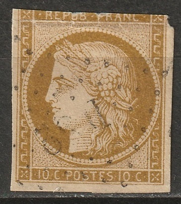 France 1850 Sc 1 used "..82" PC cancel damage at top