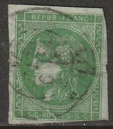 France 1870 Sc 41a used green report II faulty repaired