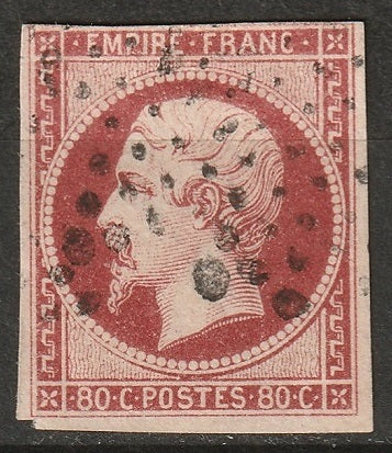 France 1855 Sc 19c used star cancel carmine lake