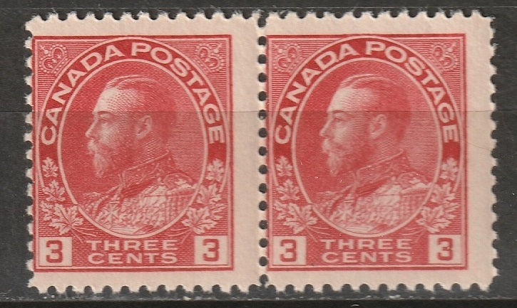 Canada 1923 Sc 109d pair MNH** die I rose carmine