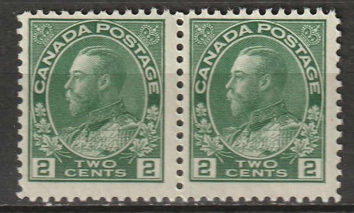 Canada 1922 Sc 107ii pair MNH** green wet printing