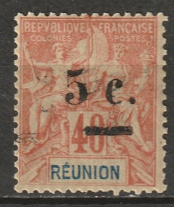 Reunion 1901 Sc 56 MH* partial double overprint