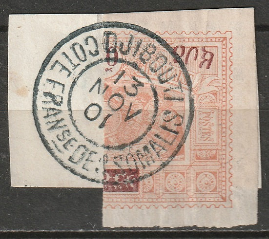Obock 1901 Sc 52a bisect used on piece Djibouti CDS