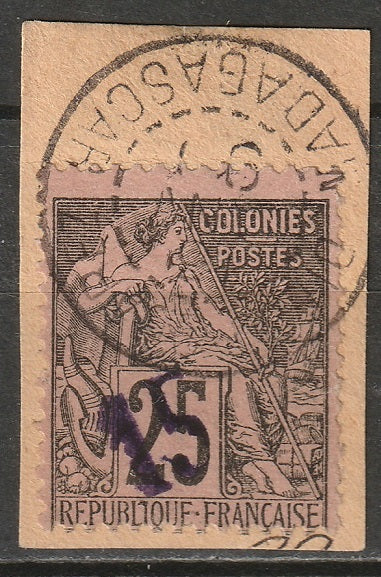 Diego Suarez 1890 Sc 5 used on piece CDS