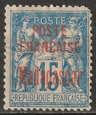 Madagascar 1895 Sc 16 MH* some disturbed gum/thin