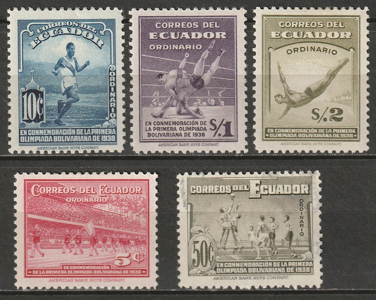 Ecuador 1939 Sc 377-81 set MH*/used