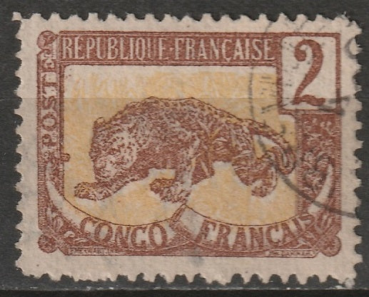 French Congo 1900 Sc 36c Yt 28c used "truncated tusk" variety (type II)