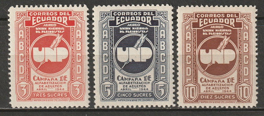 Ecuador 1946 Sc C158-60 air post partial set MLH*