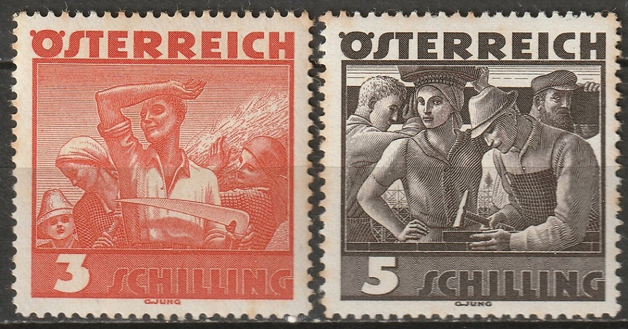 Austria 1936 Sc 378-9 Mi 586-7 MNH** some toned perfs
