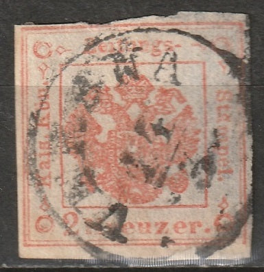 Lombardy Venetia 1858 Sc PR2 Mi 2 newspaper tax used Verona cancel faulty (major repair at LR)