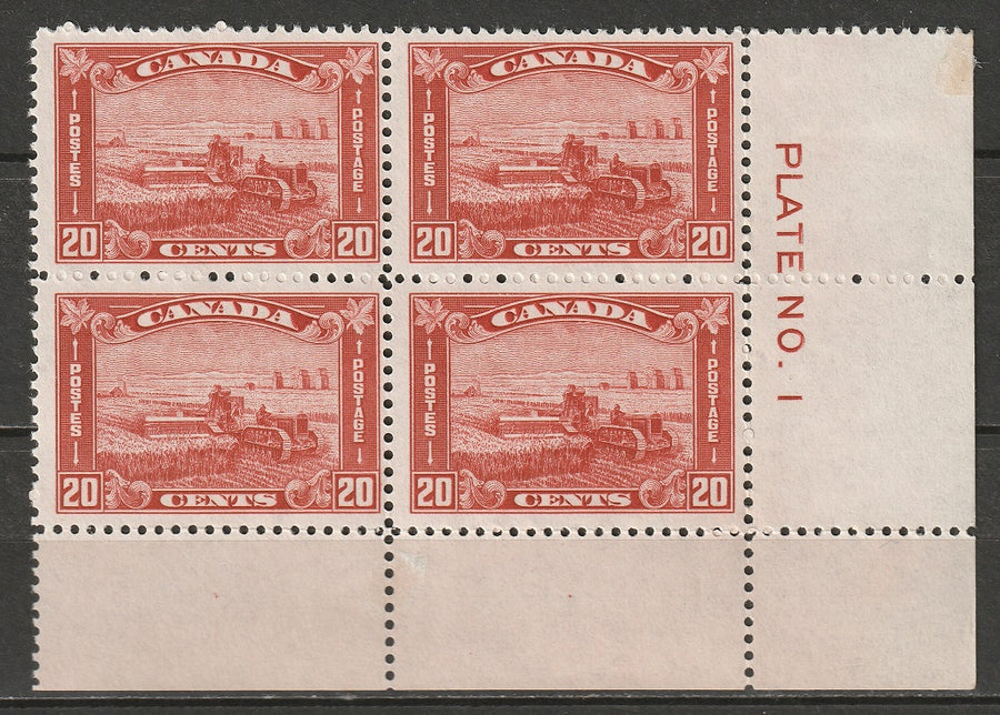 Canada 1930 Sc 175 LR plate 1 block MLH*/MNH**