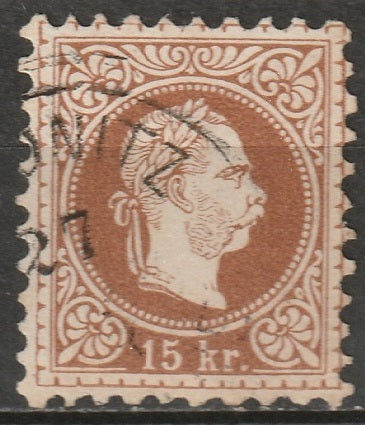 Austria 1877 Sc 38f used chestnut brown