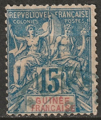 French Guinea 1892 Sc 7 used blue Boffa cancel