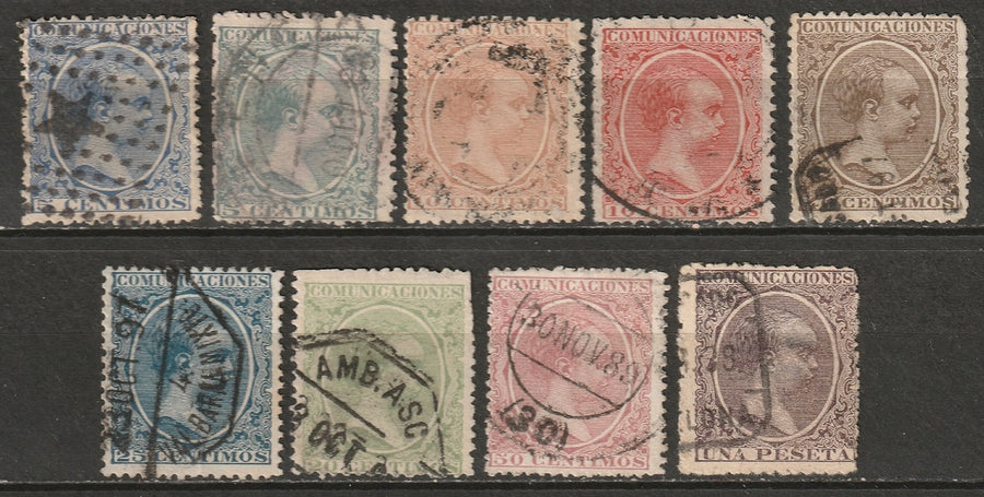 Spain 1889 Sc 257/268 partial set used couple small thins