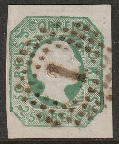 Portugal 1855 Sc 7 used "1" (Lisboa) cancel thin