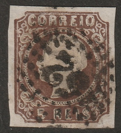 Portugal 1862 Sc 12a used "52" (Porto) cancel tiny thin