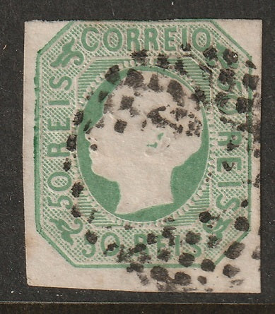 Portugal 1862 Sc 15 used yellow green