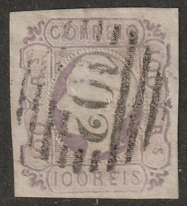 Portugal 1862 Sc 16 used "102" (Vianna) cancel tiny thin