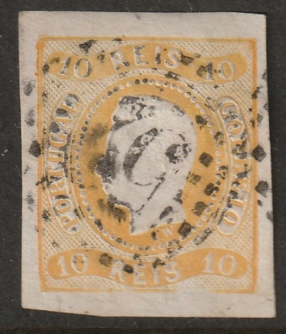 Portugal 1866 Sc 18 used "52" (Porto) cancel thins