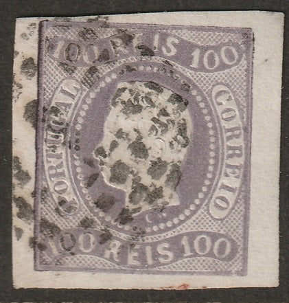 Portugal 1867 Sc 23 used "1" (Lisboa) cancel small thins