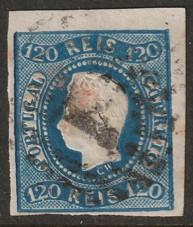 Portugal 1866 Sc 24 used "1" (Lisboa) cancel