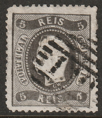 Portugal 1867 Sc 25 used "1" (Lisboa) cancel