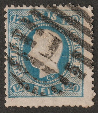 Portugal 1867 Sc 32 used "1" (Lisboa) cancel